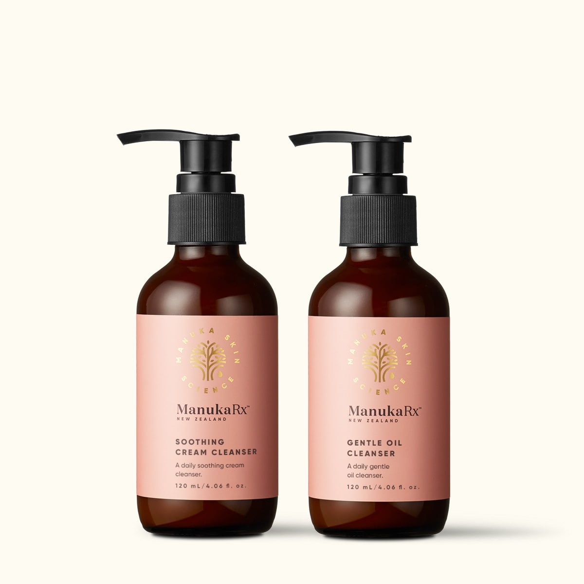 ManukaRx Gentle Cleanser Duo bottles side by side