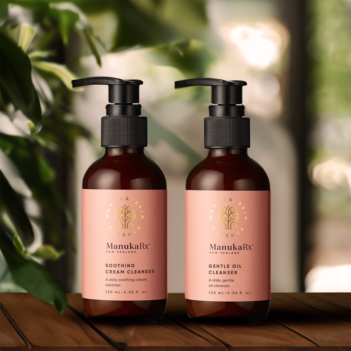 ManukaRx Soothing Cream Cleanser and Gentle Oil Cleanser bottles