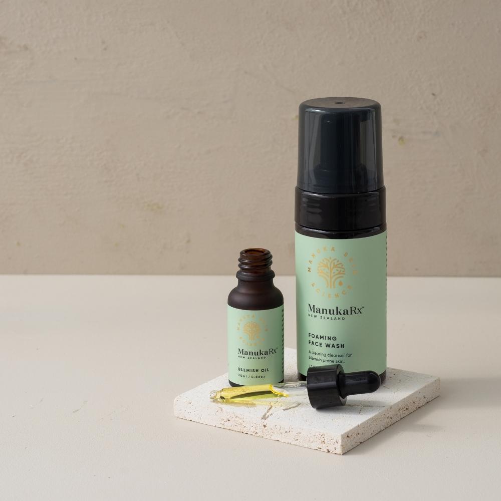 ManukaRX Foaming Face Wash and Blemish Oil