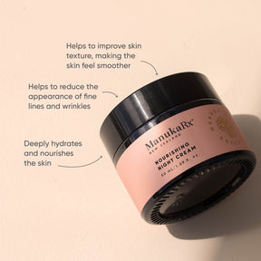 Product benefits list for ManukaRx Nourishing Night Cream